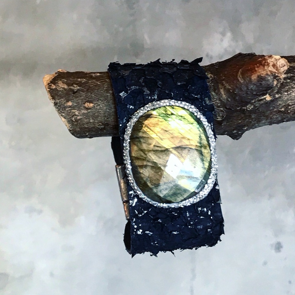 Matana Labradorite Bohemian leather wrap bracelet